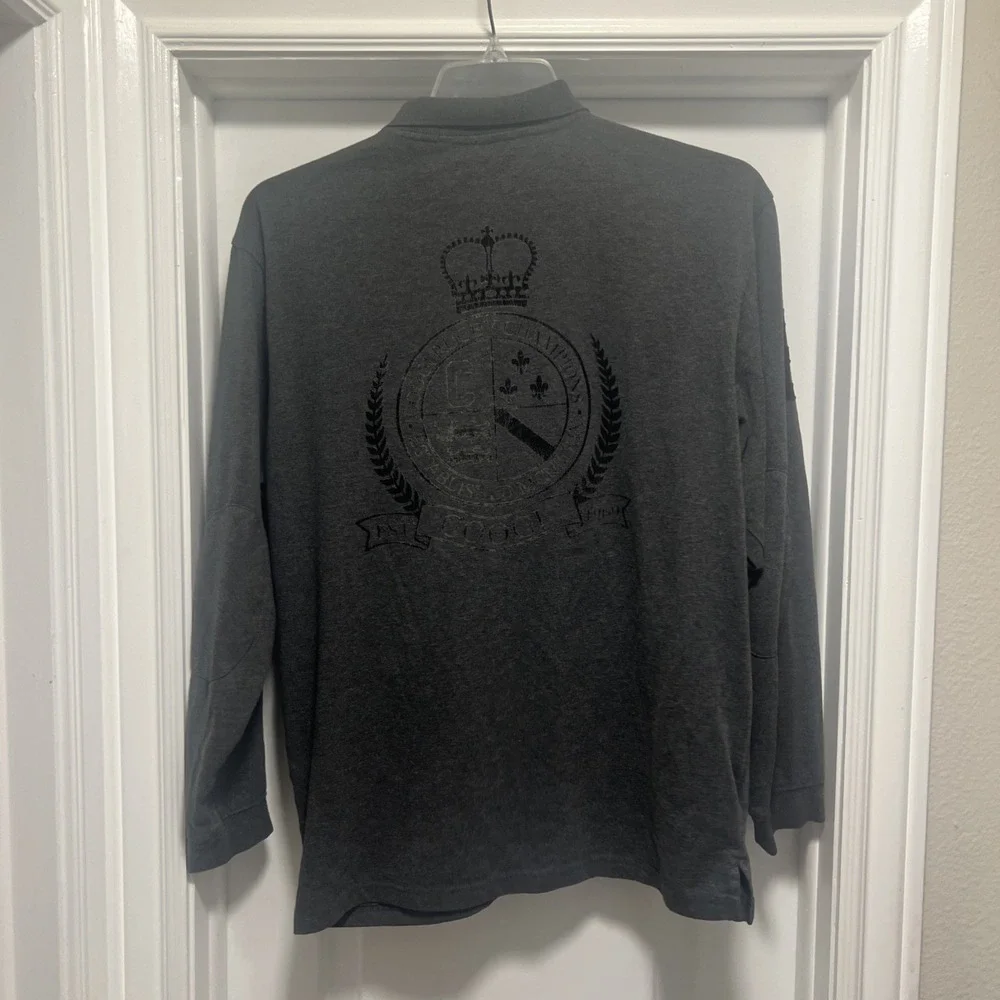 Coogi Australian Rugby Shirt LARGE Gray Flag ‎ Long Sleeve